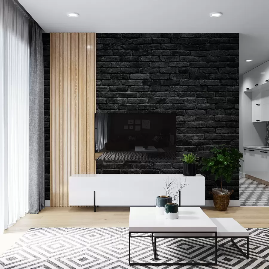 fototapeter Tapet i svart murstein u53027