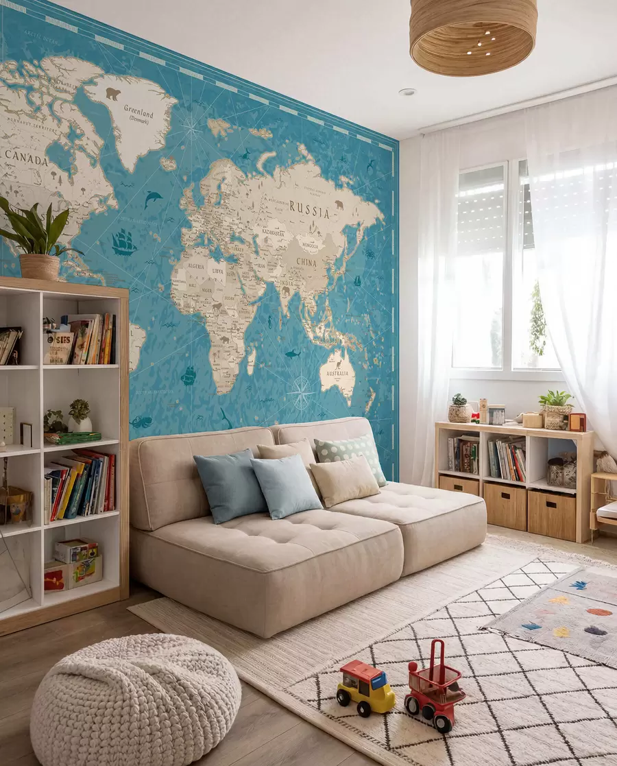 fototapeter Gammelt atlas i turkis u50378