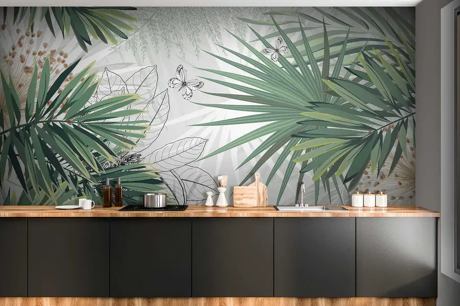 fototapeter Grønne grener fra palmer u12819