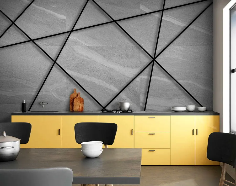 fototapeter Grå marmor og svarte linjer u16341