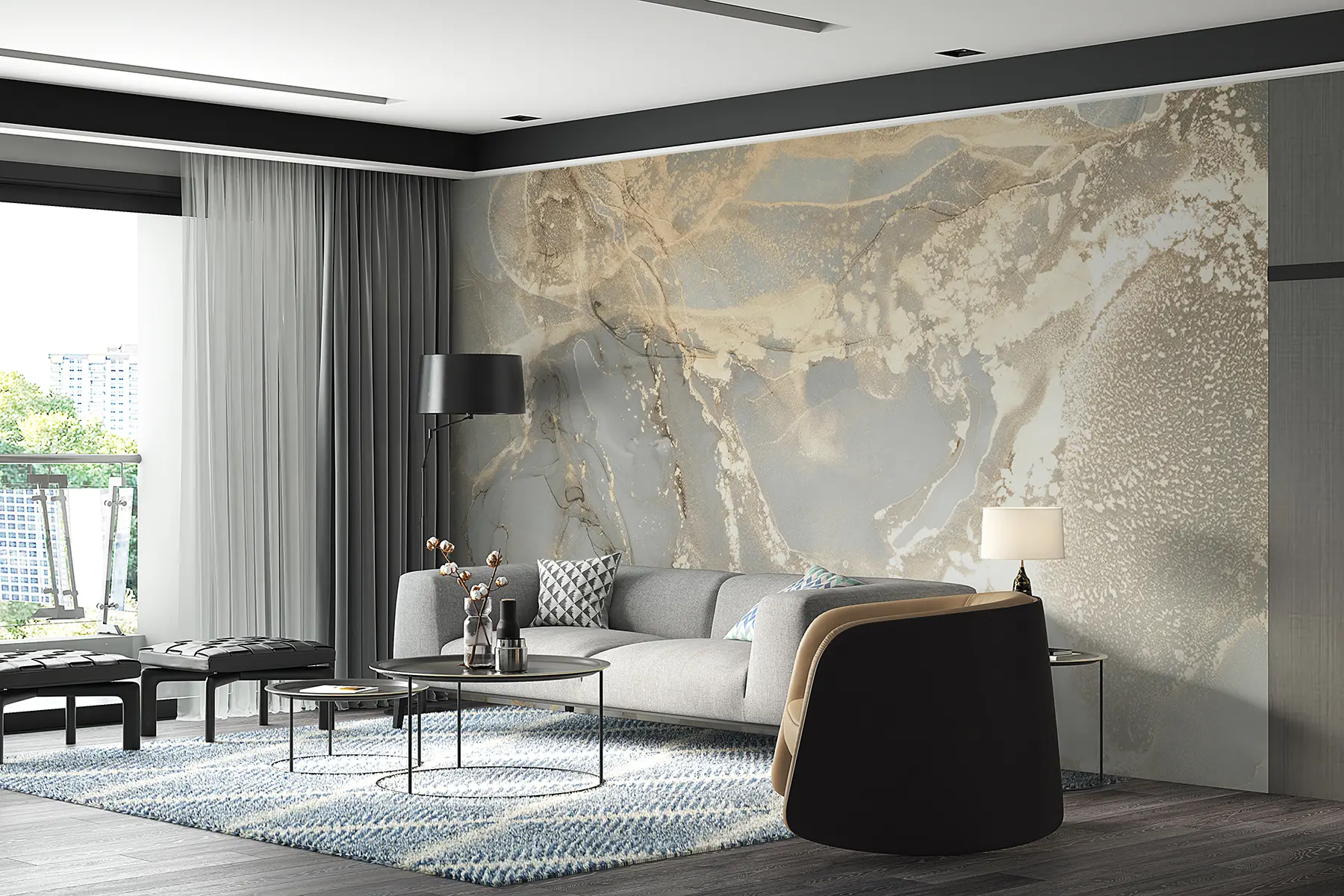 fototapeter Grå og gul marmor u17492