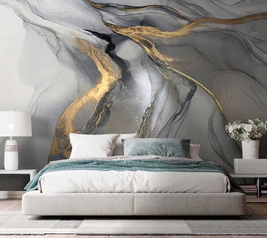 fototapeter Grågul marmor, flytende kunst u18250