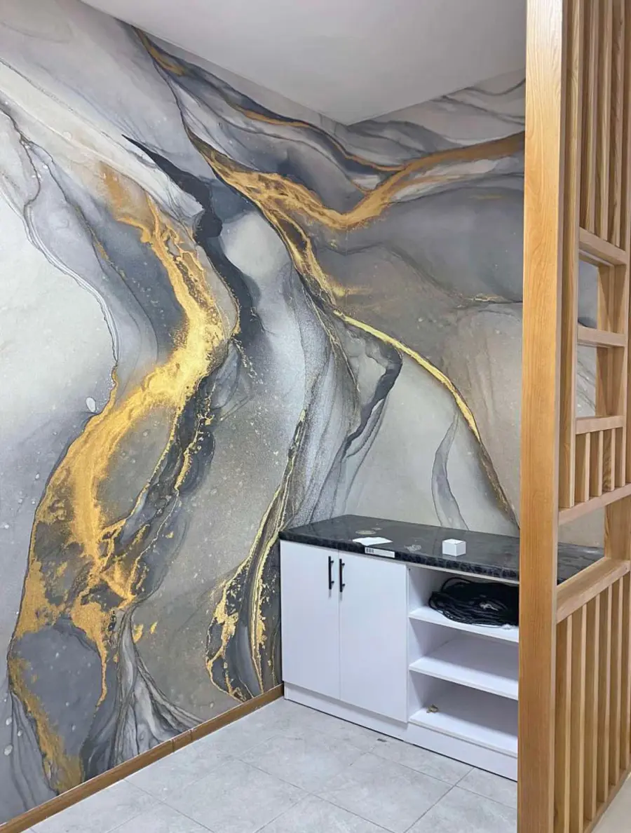 fototapeter Grågul marmor, flytende kunst u18250