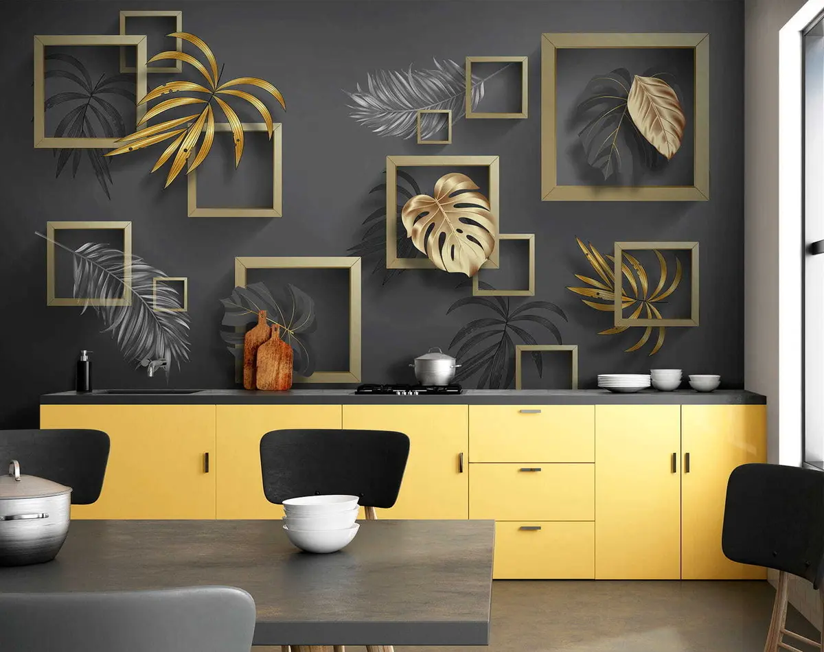 fototapeter Elegante rammer med frodig bladdesign u20111