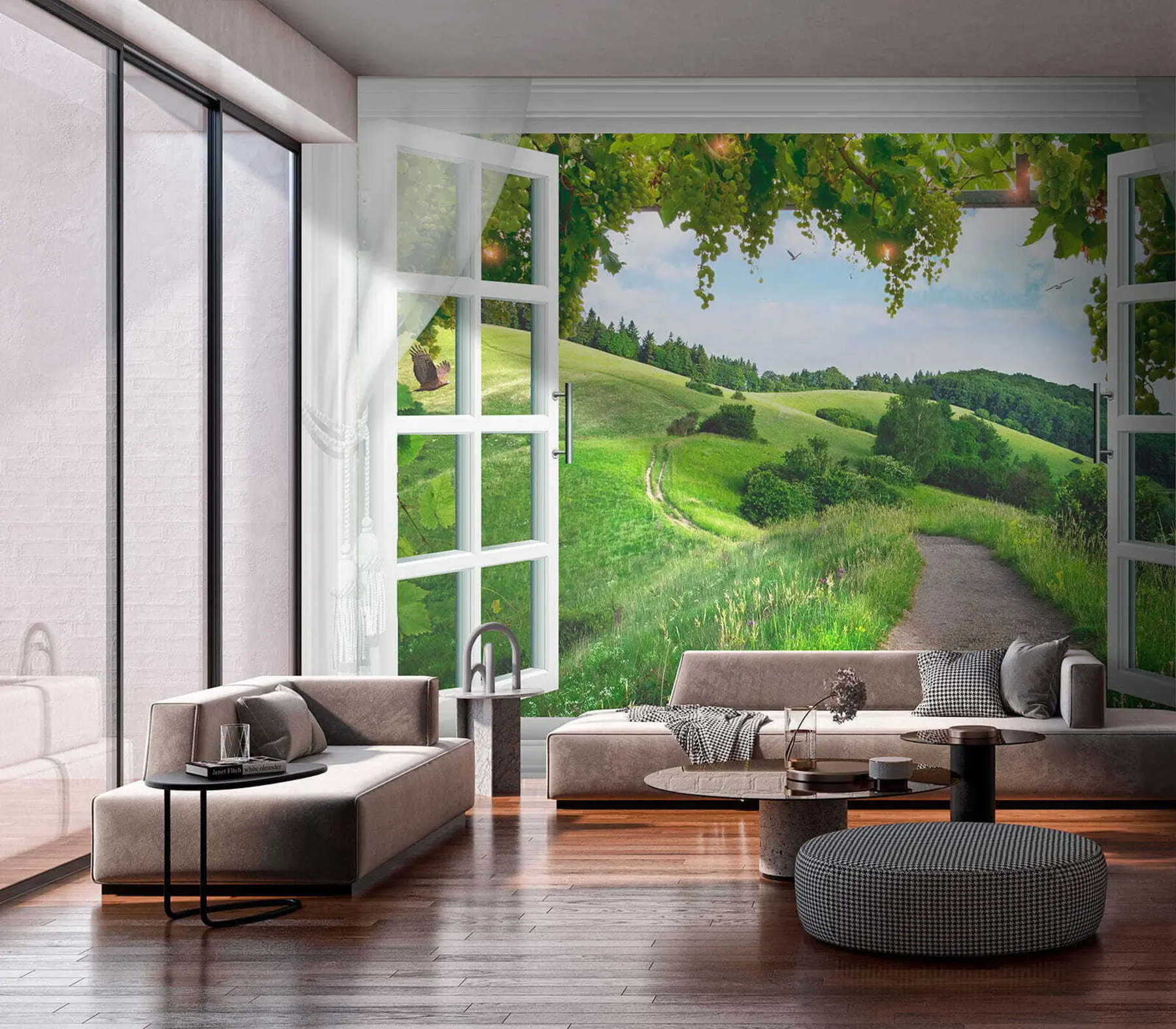 fototapeter Utsikt fra vinduet mot lysningen u28196