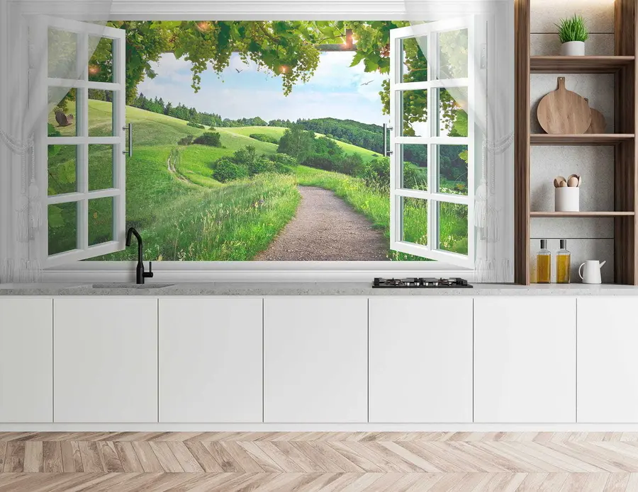 fototapeter Utsikt fra vinduet mot lysningen u28196