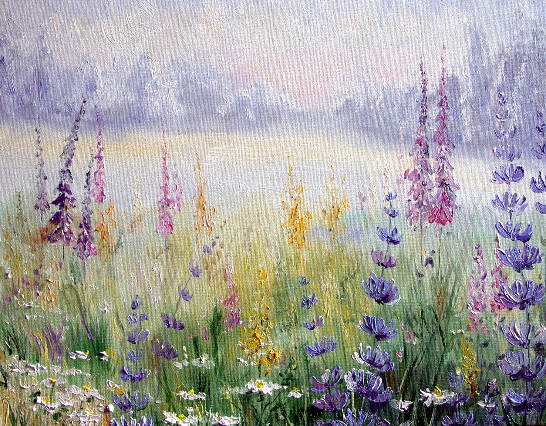 fototapeter Blomstereng, oljemaleri u30067