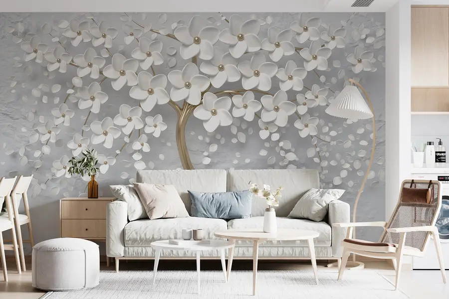 fototapeter Blomstrende tre med store blomster u37065