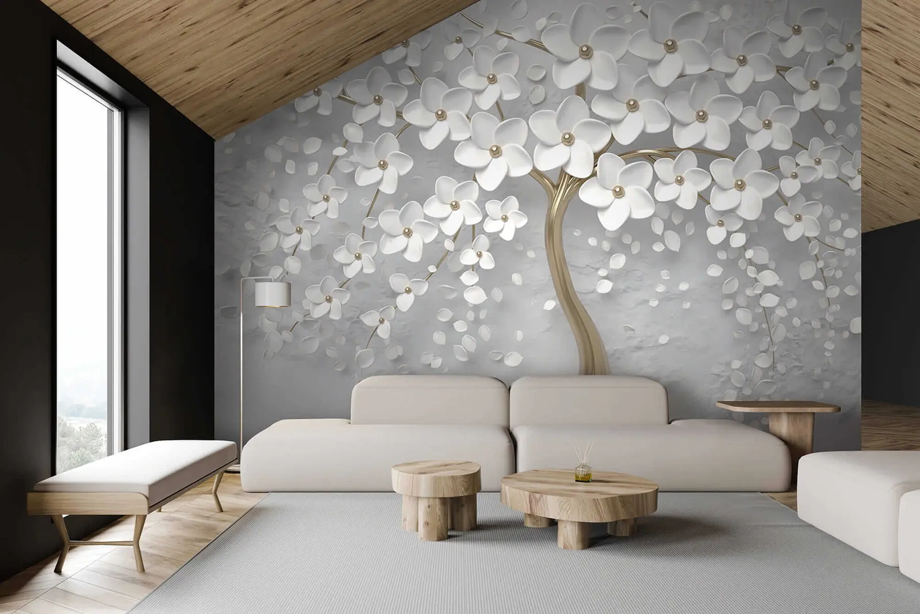 fototapeter Blomstrende tre med store blomster u37065