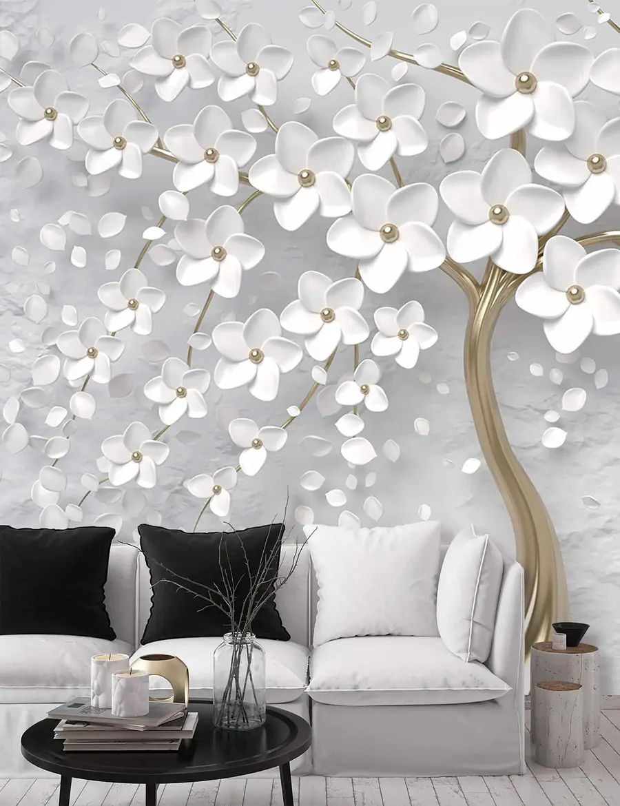 fototapeter Blomstrende tre med store blomster u37065