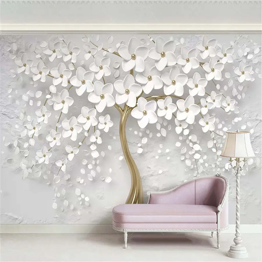 fototapeter Blomstrende tre med store blomster u37065