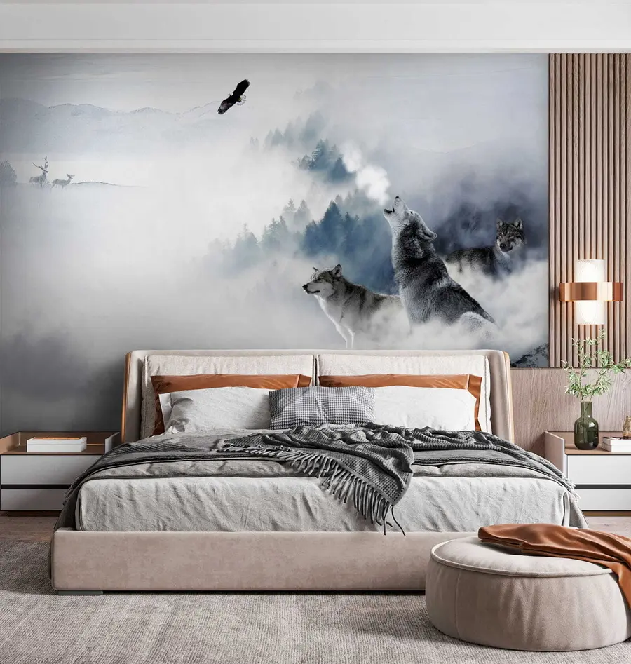 fototapeter Ulver i skogen u42161