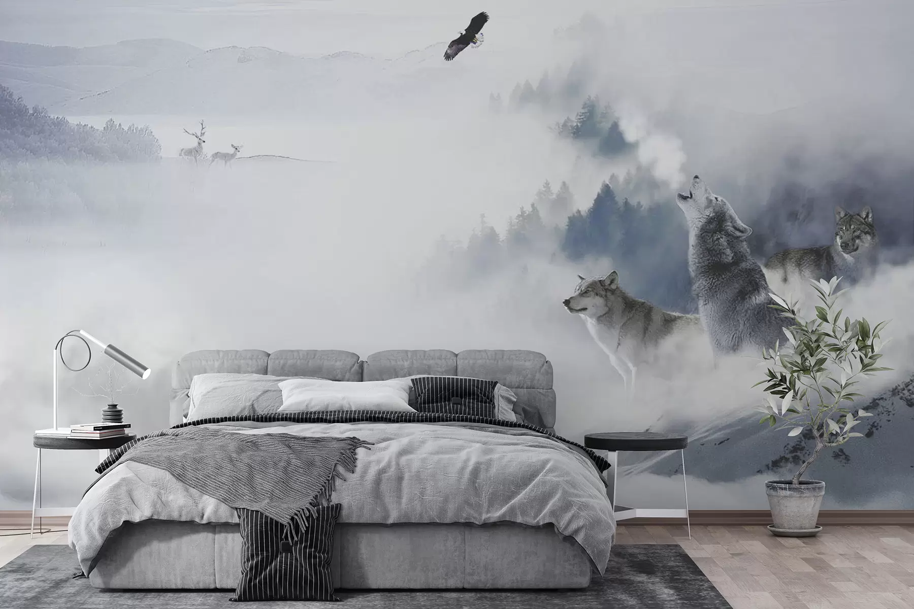 fototapeter Ulver i skogen u42161