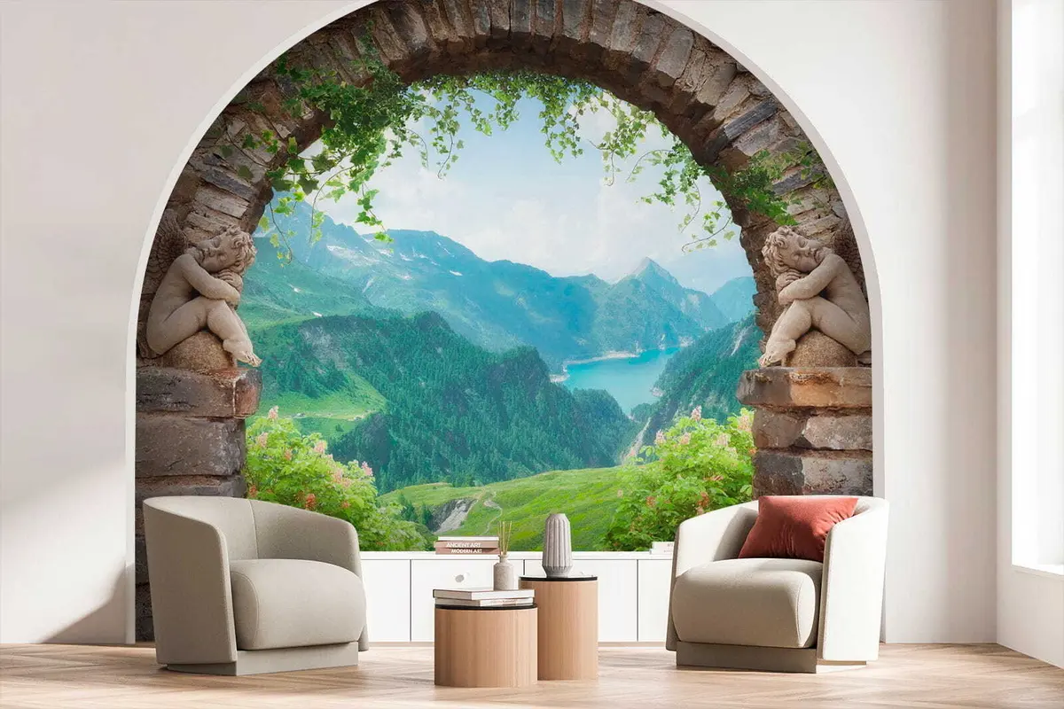 fototapeter Bue med utsikt over fjellene u52506