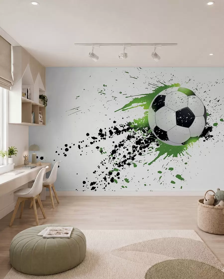 fototapeter Fotball med grønne sprut u57431