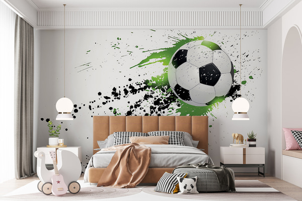 Fototapeter Fotball som etterlater grønne flekker, Fototapeter Barn, Fototapeter for gutter, u57431 : Uwalls.no