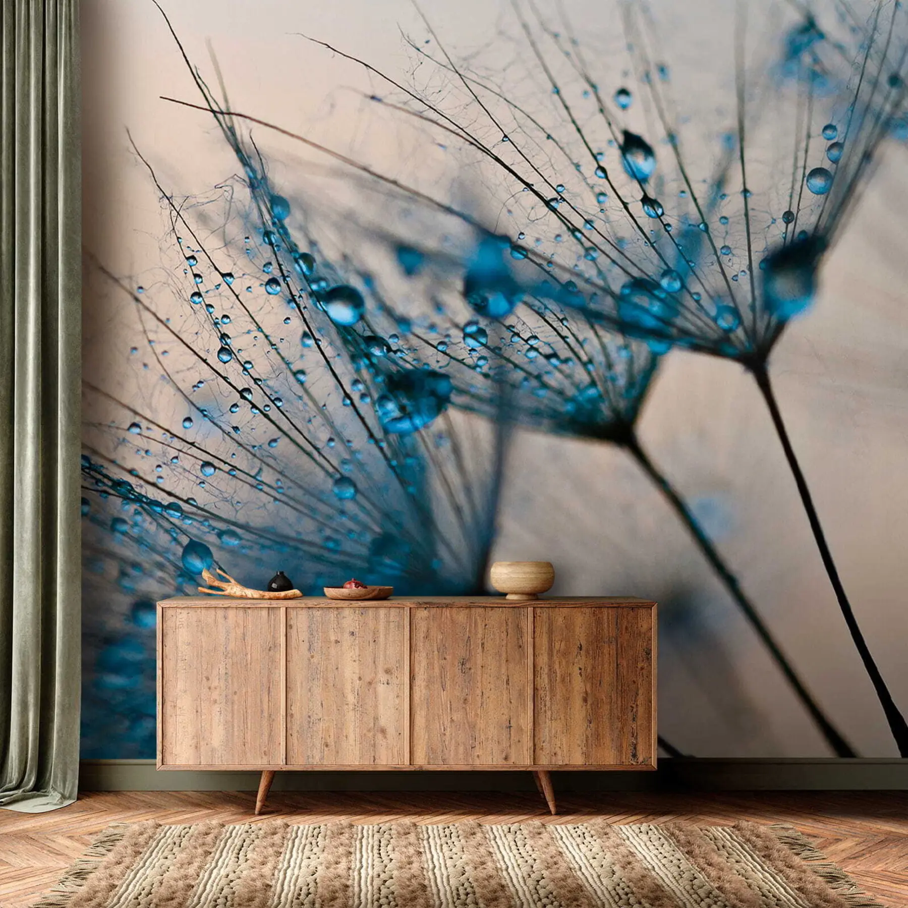 fototapeter Løvetann med vanndråper u57557