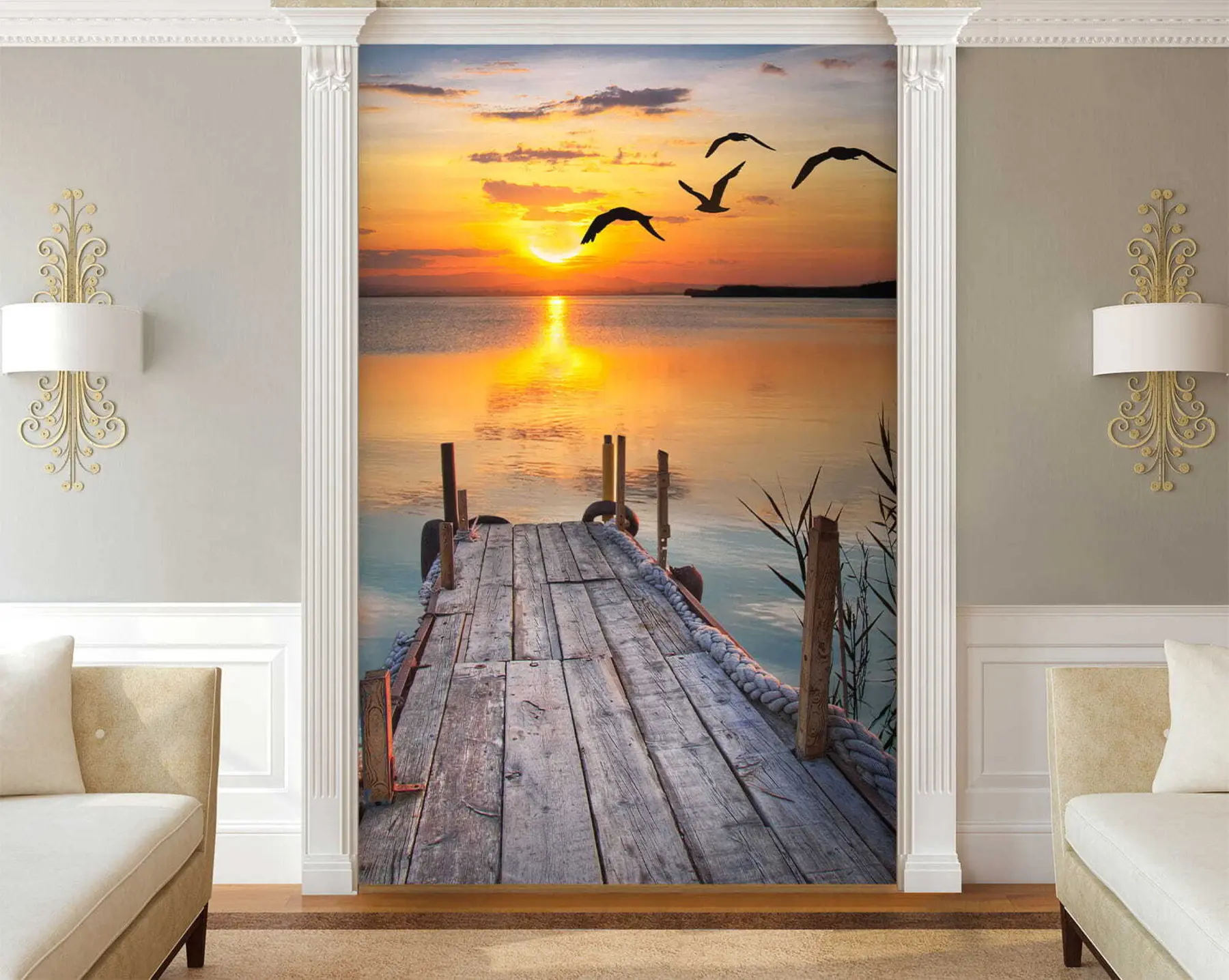 fototapeter Måker og brygge u57673