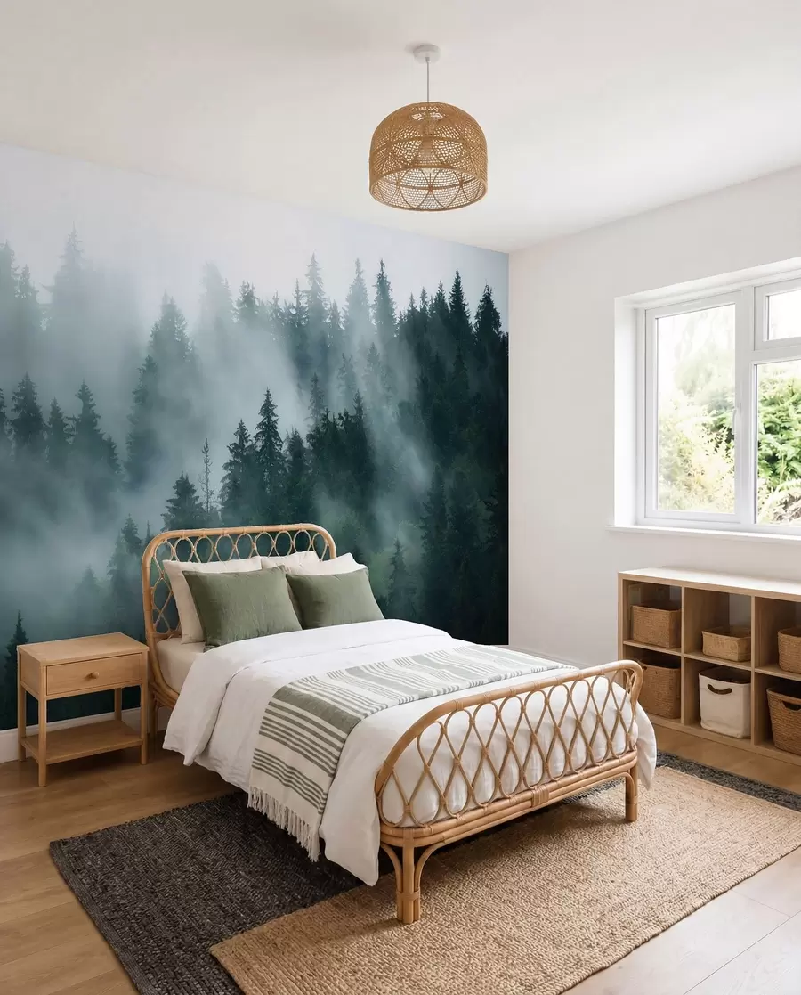fototapeter Skog i smaragdgrønt u57914