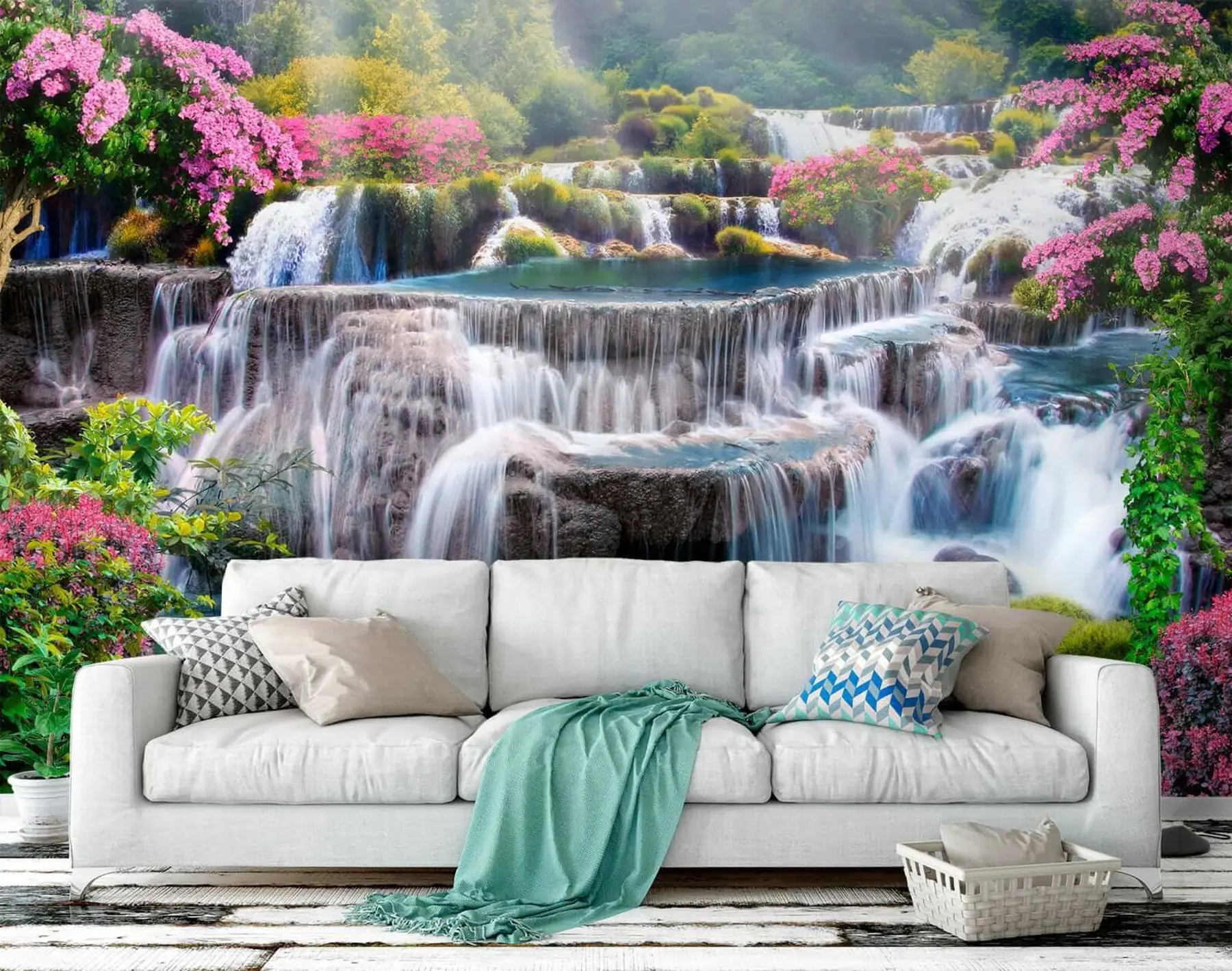 fototapeter Foss og blomstrende trær u60065