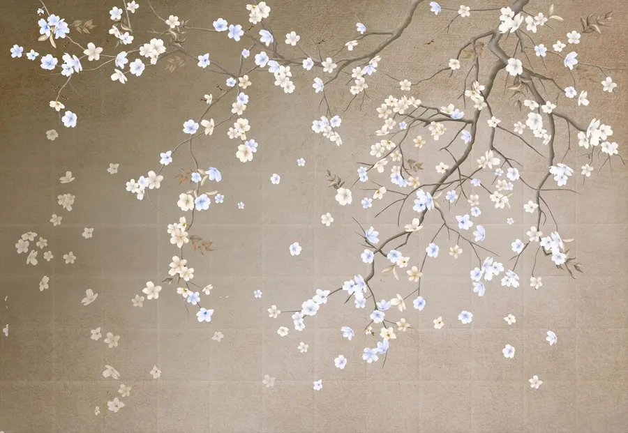 fototapeter Blomstrende tre på en lurvete vegg u61369