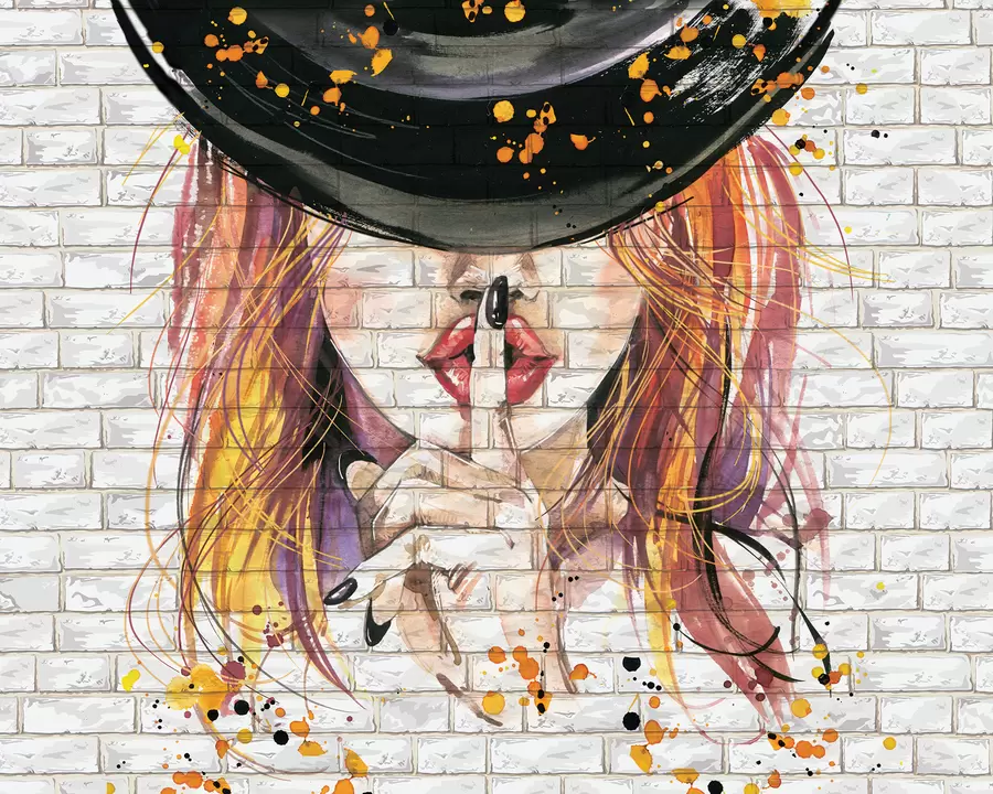 fototapeter Jente med akvareller u67648