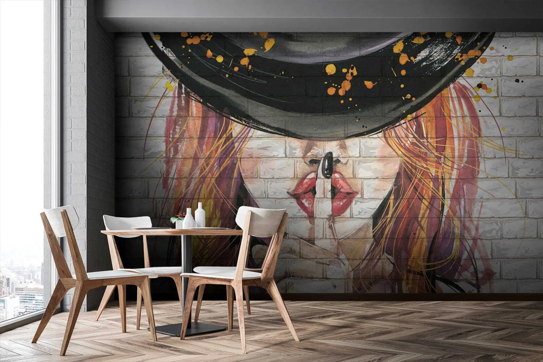 fototapeter Jente med akvareller u67648