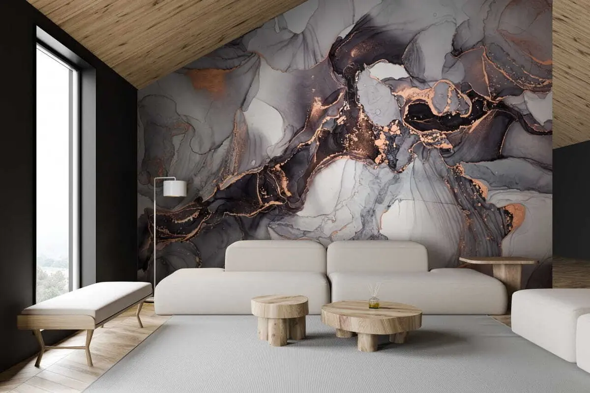 fototapeter Flytende kunst abstrakt kunst i mørke nyanser u70766