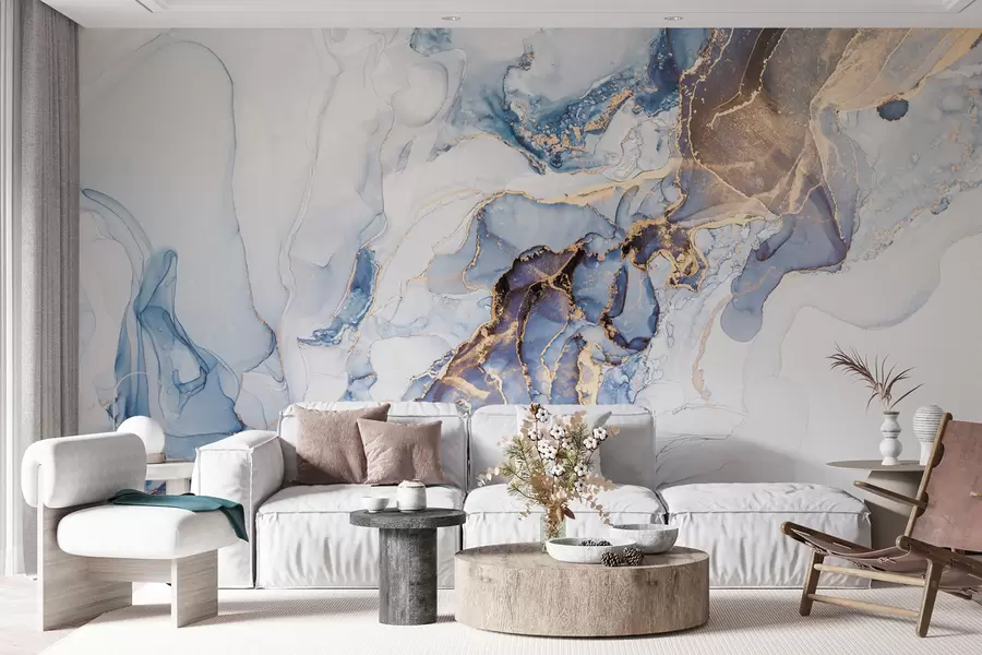 fototapeter Hvit blå marmor, flytende u70767