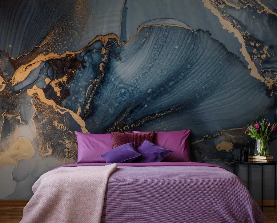 fototapeter Blå abstrakt kunst, marmor, væske u70781