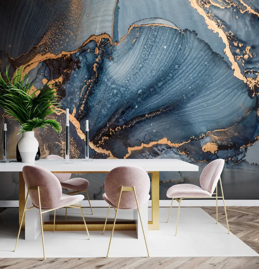 fototapeter Blå abstrakt kunst, marmor, væske u70781