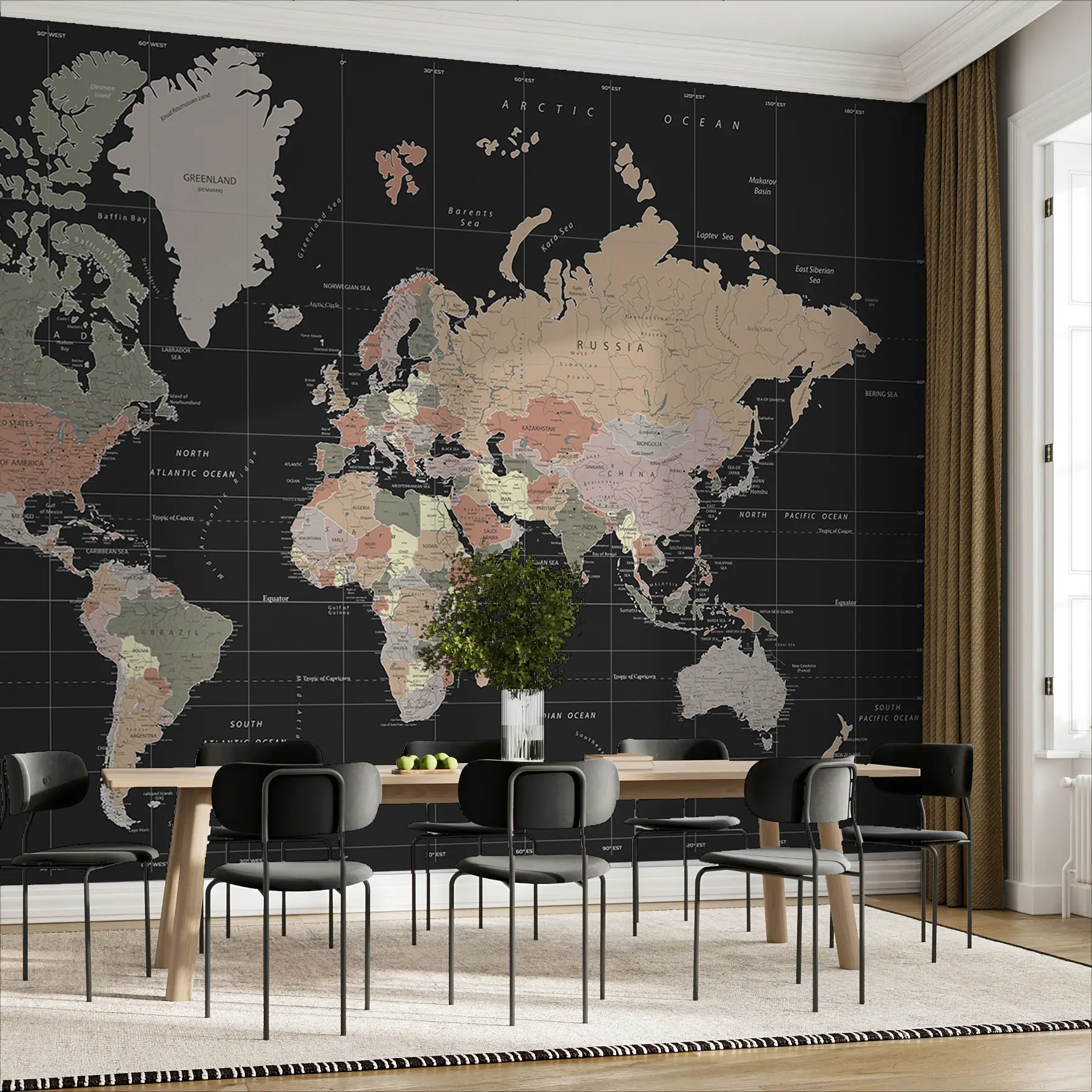 fototapeter Detaljert kart over verden u99477