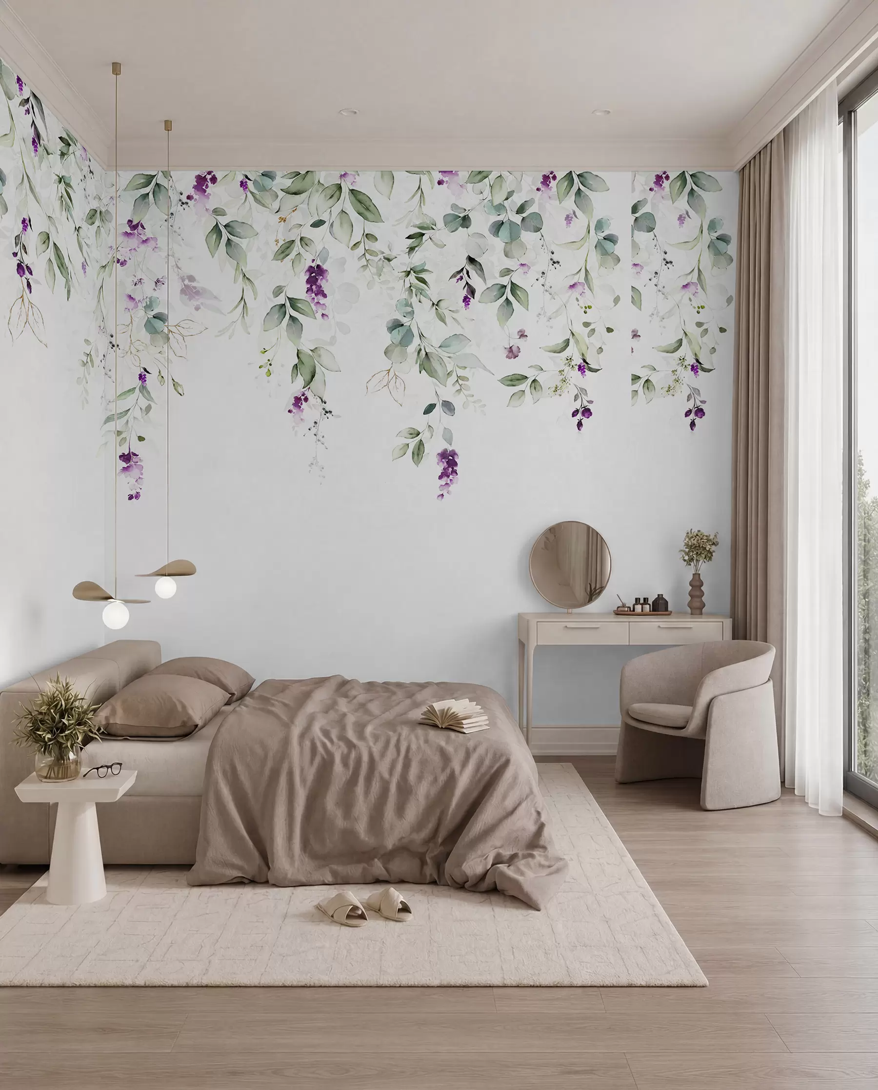 fototapeter akvarellkomposisjon med lavendelblomster u99687
