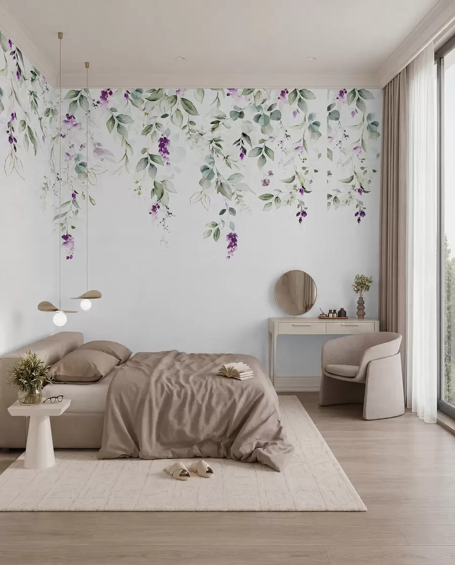 fototapeter akvarellkomposisjon med lavendelblomster u99687