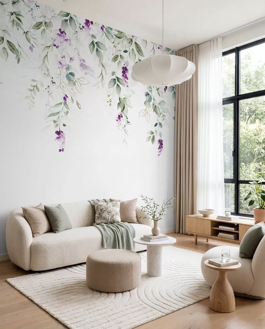 fototapeter akvarellkomposisjon med lavendelblomster u99687