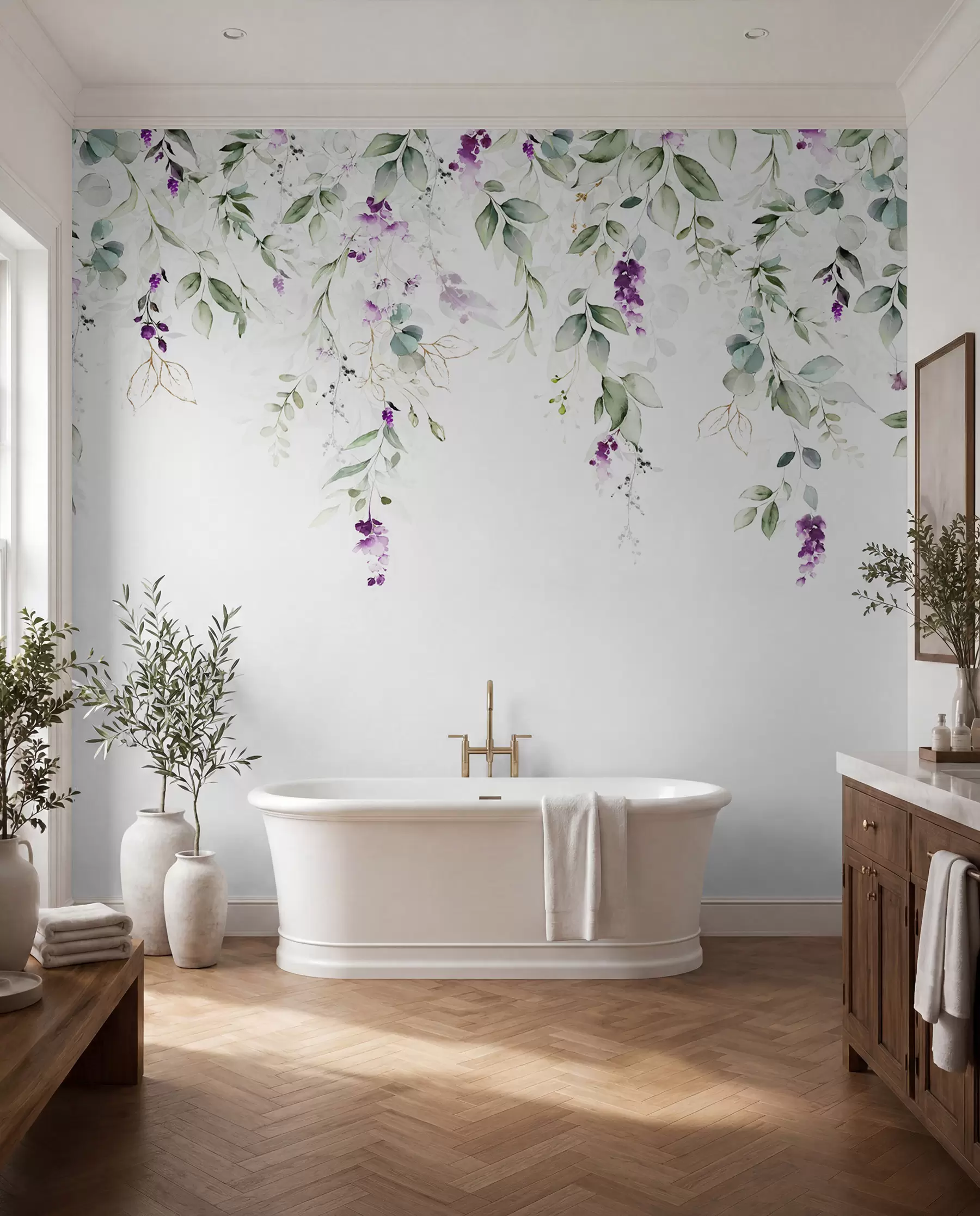 fototapeter akvarellkomposisjon med lavendelblomster u99687