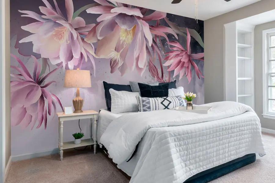 fototapeter Store vannliljeblomster på en abstrakt akvarellbakgrunn w00387