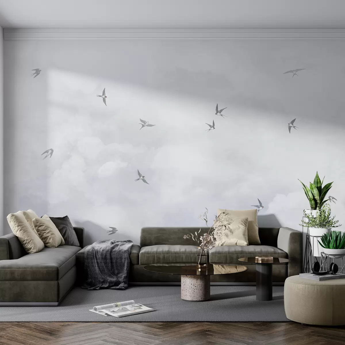 fototapeter Blå himmel med svaler w00526