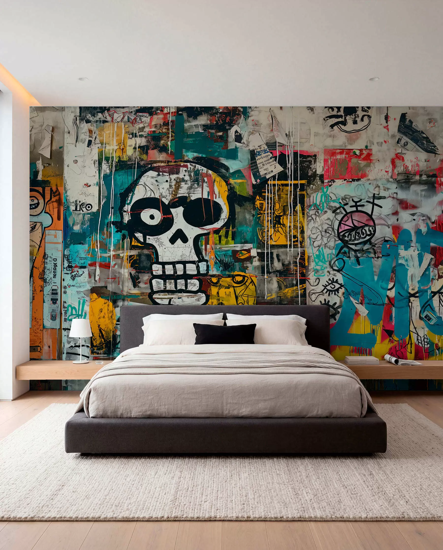 fototapeter Fargerik graffiti i Basquiat-stil w01187