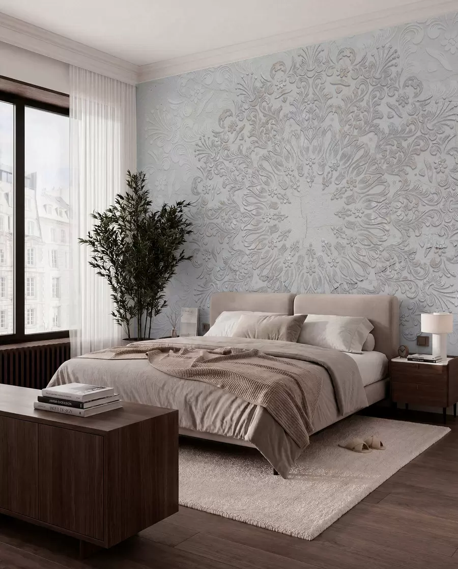 fototapeter Et svært detaljert mandalatrykk som skaper et vakkert og delikat blondedesign w01249