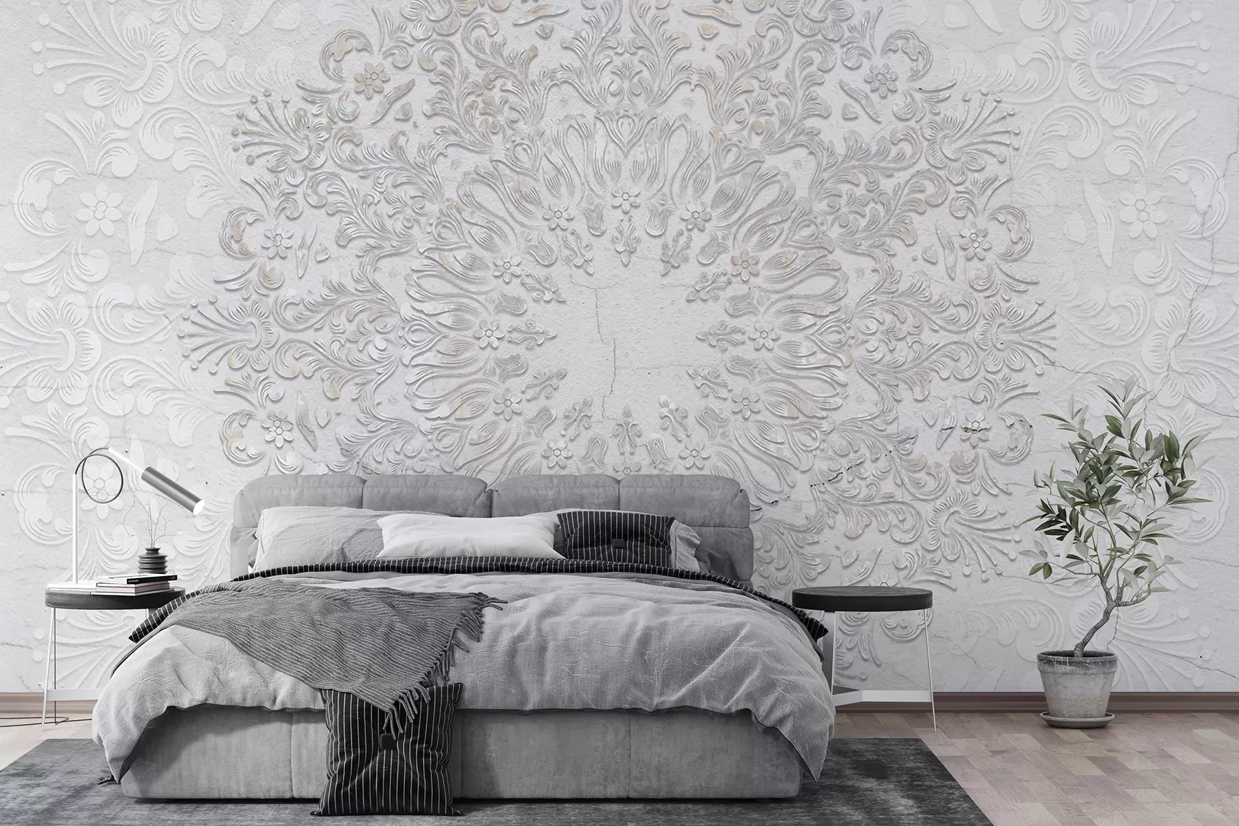 fototapeter Et svært detaljert mandalatrykk som skaper et vakkert og delikat blondedesign w01249