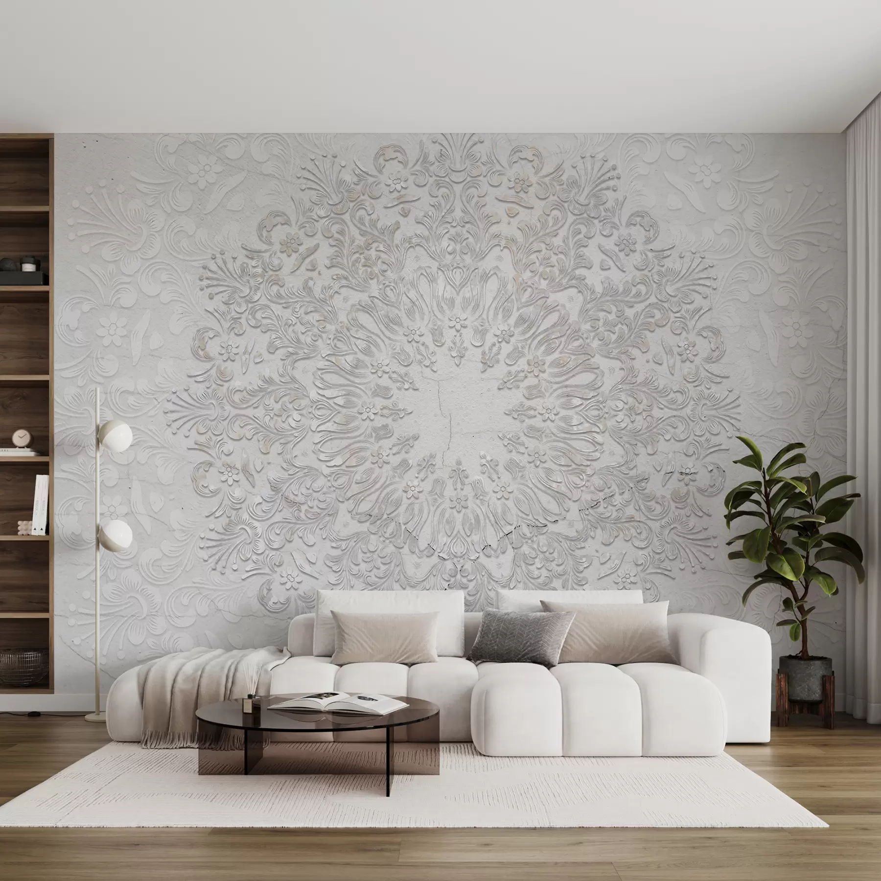 fototapeter Et svært detaljert mandalatrykk som skaper et vakkert og delikat blondedesign w01249
