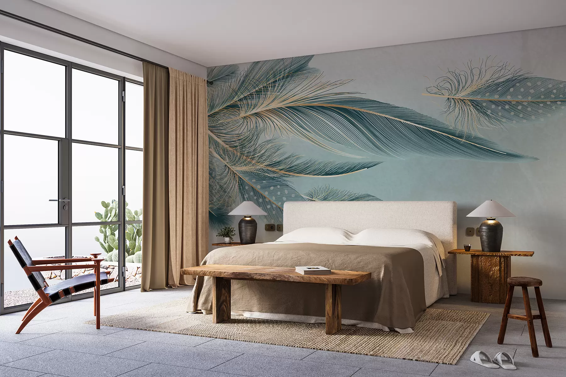 fototapeter Delikate fjær i blå nyanser w01312