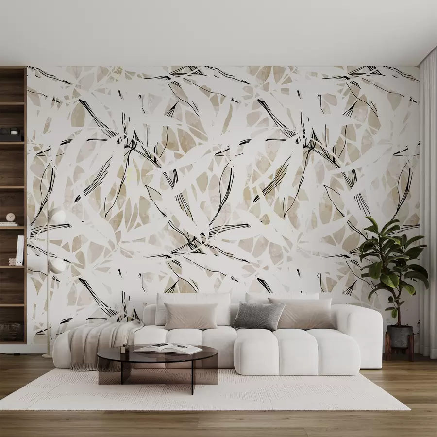 fototapeter Mønster med ulike blader w07865