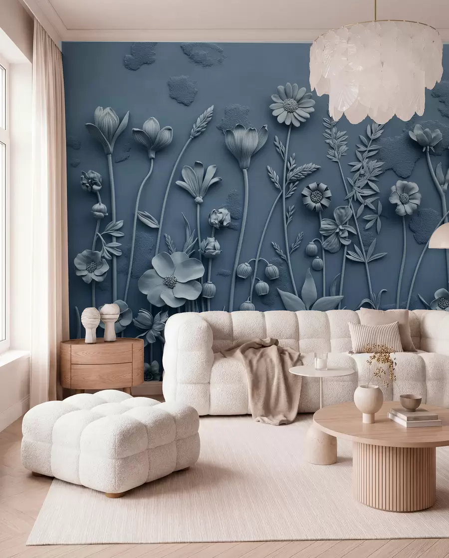 fototapeter Felt 3D blomster w07869