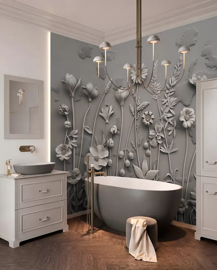fototapeter Engrelieff i taupe w07869v1