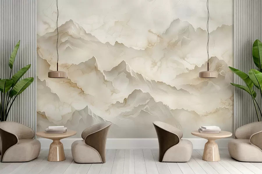 fototapeter Fjellandskap med mye stein i myk onyks-stil w01279