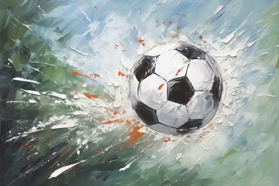 fototapeter Fotball flygende oljemaleri abstrakt kunst w08117