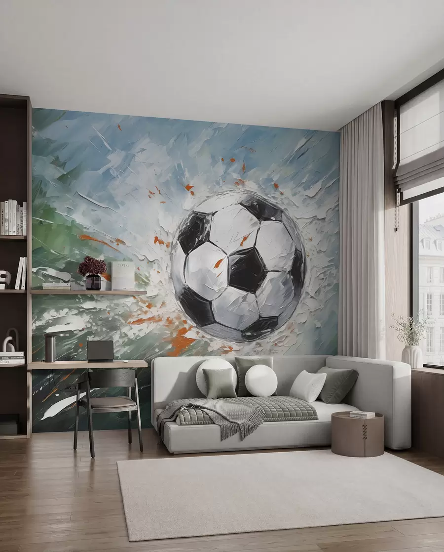 fototapeter Fotball flygende oljemaleri abstrakt kunst w08117