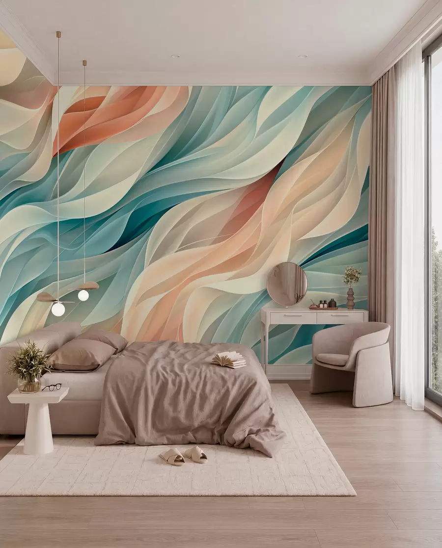 fototapeter Hypnotiserende abstrakt design med myke pastellbølger w01335